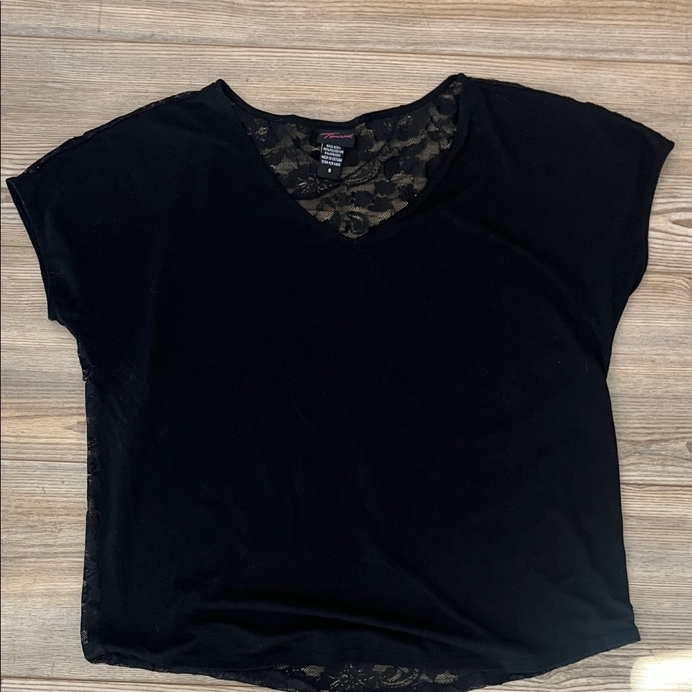 Torrid Black Lace Short Sleeve Top